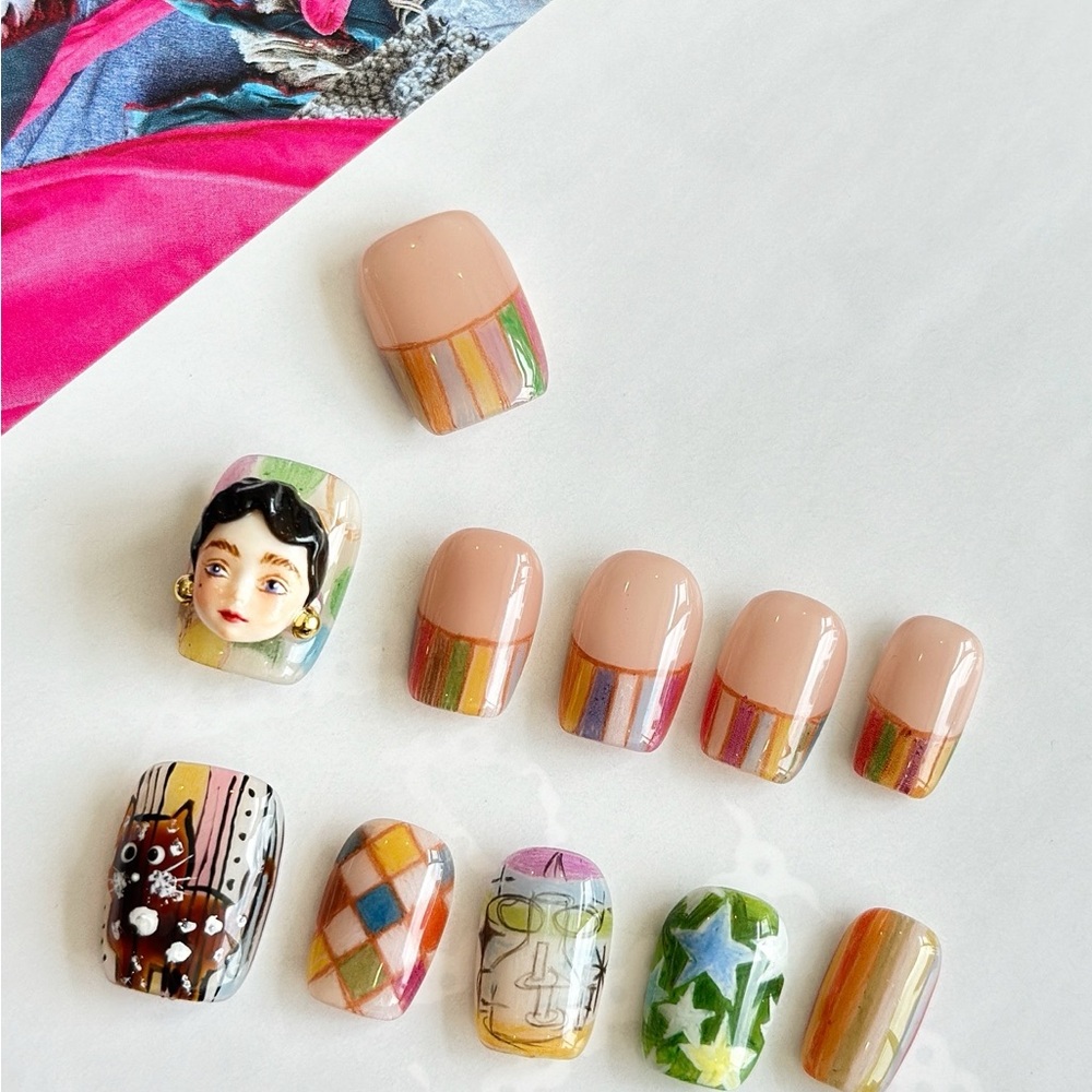 Artistic Handmade Press On Nails